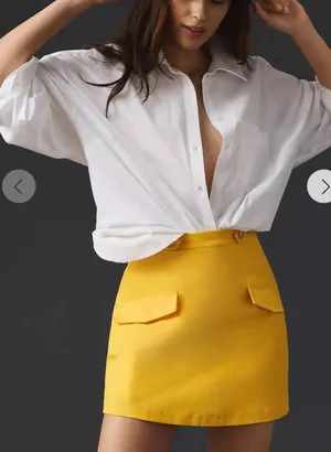 NWT Utility Yellow Mini Skirt size: large Size M thumbnail 1