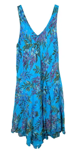 Shyloh Made in Italy Blue Gauzy Gauze Floral Sleeveless Flowy One Size NEW thumbnail 1