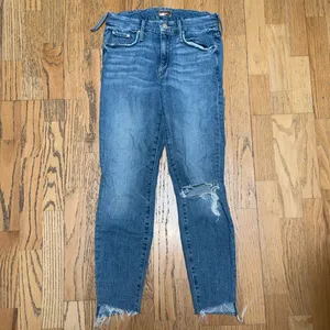 MOTHER‎ The Looker Step Ankle Fray Jeans Despite Differences Denim Blue 27 thumbnail 2