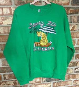 Gildan Green 'Beverly Hills California' Graphic Sweatshirt thumbnail 1