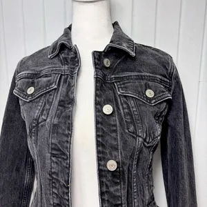 Abercrombie & Fitch Dark Gray Denim Jacket Size‎ XS thumbnail 2