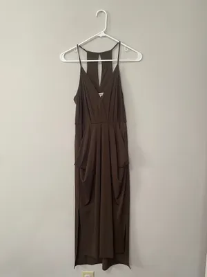 BCBGeneration Chocolate Brown Spaghetti Strap V-Neck Midi Dress thumbnail 2