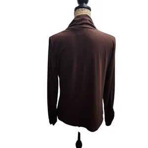 New Directions Petite Brown‎ Long Sleeve Soft Stretch Knit Top Blouse PXL thumbnail 2