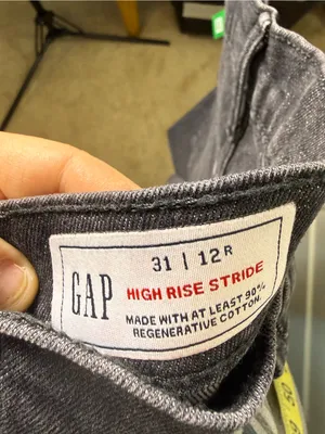 NWT GAP High Rise Stride Wide‎ Leg Jean Cuffed Baggy Black Grey Stretch 12/31R thumbnail 6