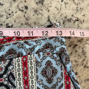 Zara Tapered Pants Womens XS Blue Red Boho Paisley Geometric High Rise Trousers thumbnail 8