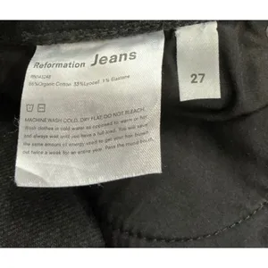 Reformation High Rise Straight Leg Snap Button Hem‎ Black Jeans Size 27 thumbnail 5