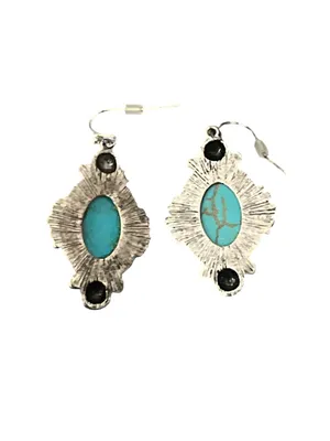 Faux Turquoise Squash Blossom Necklace & Earrings Jewelry Set 3 Pieces Southwest thumbnail 8