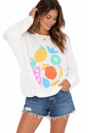 Show Me Your MuMu James Fruit Graphic Sweatshirt Sz. Large Oversized Lightweight thumbnail 1