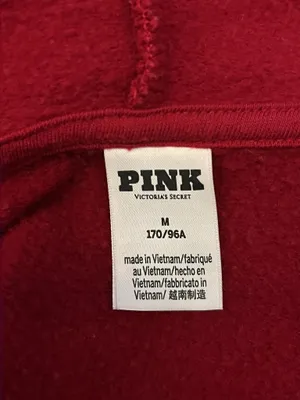 PINK Victoria's Secret Hoodie Womens Medium Red Full Zip Fleece Logo Sweatshirt thumbnail 8