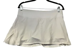 Lululemon Pace Rival Skirt Tall White Tennis Running Skort Sz 8 Pleated Back Zip thumbnail 1