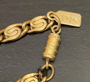 Vintage Signed 1928 Scroll Chain Link Gold-tone Locket Pendant 30” Necklace thumbnail 16