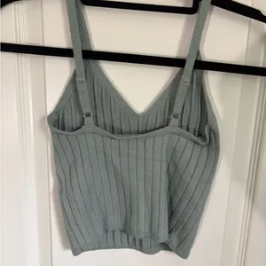 Abercrombie & Fitch Soft A&F Ribbed Knit Crop Tank Sage Green S thumbnail 3