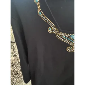 Bob‎ And Betty's Craft Women's Rhinestone And Turquoise Embellished Black Knit thumbnail 9
