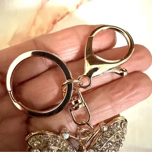 Gold tone butterfly rhinestone hang tag/keychain thumbnail 6