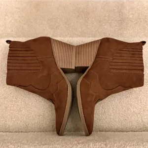 Kaari Blue Western Ankle Booties Brown Suede Boho Pointed‎ Toe Women 7M thumbnail 6