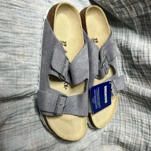 Birkenstock Arizona Suede Glitter Purple Sandals thumbnail 4