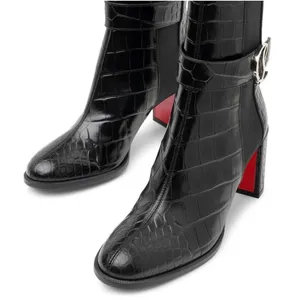 Christian Louboutin Croc Embossed Chelsea Boot 70 Calf Leather in‎ Black Size 37 thumbnail 8