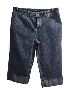 Bill Blass Jeans Womens Stretch Denim‎ Capri Cuffed Blue Size 10 Cropped Pants thumbnail 1