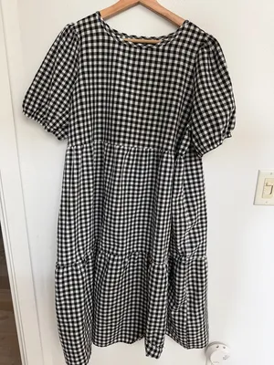 SHEIN Black and White Gingham Midi Dress thumbnail 1