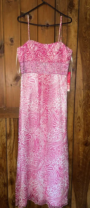 Nightway Pink zebra prom dress Y2K thumbnail 1