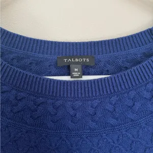 Talbots Cable Yoke Cotton Cashmere Blend Sweater Navy Size Medium Pullover thumbnail 4