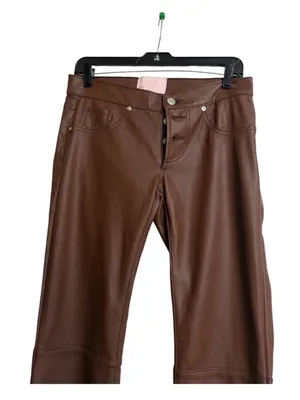 Revice Brown Faux Leather Flare Pant thumbnail 6