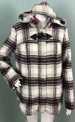 NWT Women's Thakoon for DesigNation Kohl's Plaid Hooded Flannel Coat Sz Medium thumbnail 4