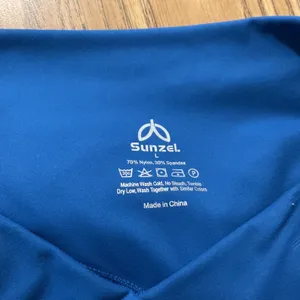 Sunzel Women Teal Blue High Waisted Leggings V-Back Seam Hidden Pocket Size L thumbnail 6