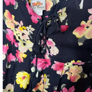 La Femme‎ Vintage Floral Rayon Lace Up Maxi Dress Black Pink Plus Size 2X thumbnail 3