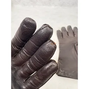 Vintage Dark Brown Leather Gloves Knit Lined Small Medium Winter Classic Brown thumbnail 8