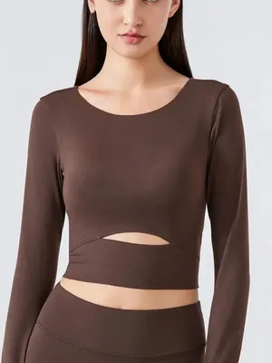 Pink Lily Size Medium Brown Athleisure Athletic Top thumbnail 1