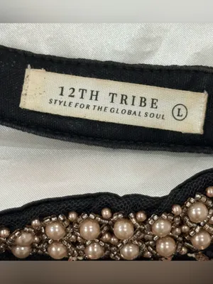 12th Tribe Like Gold Dust Fringe Mini Dress Large Black Sequin Festival Western thumbnail 10