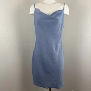Urban Outfitters Mallory light blue cowl slip mini dress thumbnail 3