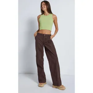 Pacsun Women’s Brown 90's Baggy Cargo Pant Low Rise Puddle‎ Size Medium NEW thumbnail 3