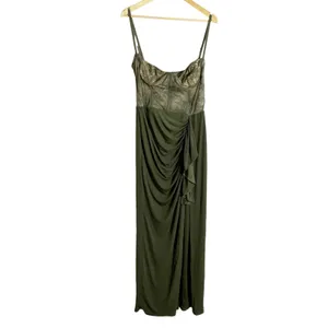 Katie May Willow Olive Green Lace Bustier Maxi Formal Gown Dress Sz XL thumbnail 6