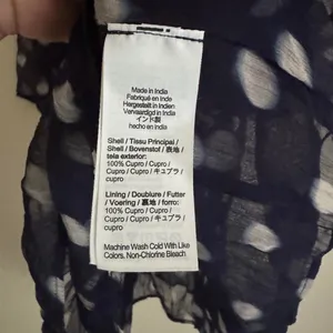 J. Crew Sheer Flowy Smocked Top Ombré Polka Dot Crinkle Chiffon Navy Large Cupro thumbnail 5