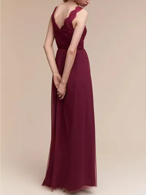 Anthropologie BHLDN Samantha Lace Dress Maroon Sz 2 Hemmed thumbnail 2
