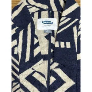 Old Navy Women Long Jacket Open Front Aztec Southwestern Country Size Small Blue thumbnail 7