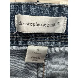 Christopher & Banks Med Denim Capri Size‎ 10 Mid Rise Pockets Zip thumbnail 3