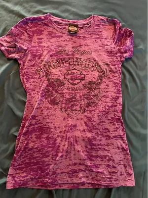 Vintage Y2K Harley Davidson Women's Small T-Shirt Bling Las Vegas Nevada Purple thumbnail 1
