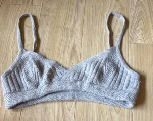 Cozy Gray Knit Bralette thumbnail 1