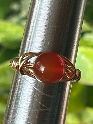 Handmade 💍 Handcrafted Carnelian Wire Wrapped Crystal Ring size 5.5 thumbnail 2