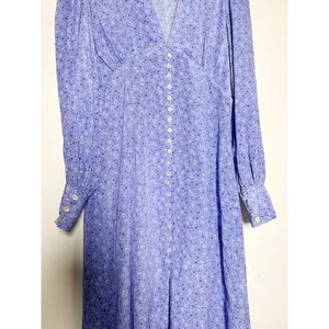 Realisation Par The Vivienne Blue Floral 100% Silk Midi Dress L thumbnail 5
