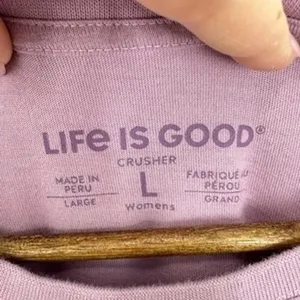 Life is Good Purple Long Sleeve Yellow Lab Silly Dog Graphic Top Purple Dog‎ Mom thumbnail 3