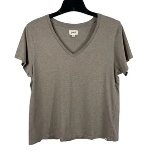 Pact Organic Cotton Tshirt Womens L Taupe V-neck Short Sleeve Sustainable Basic thumbnail 1