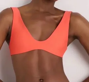 NWT Quince Sunset Orange Italian Plunge Bikini Swim Suit Top Women's Size Small thumbnail 1