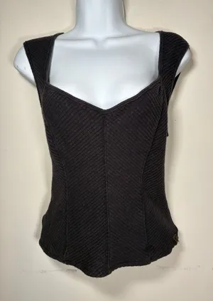 We The Free Corset Top Brown Ribbed Sweetheart Neck Sleeveless Coquette Medium thumbnail 1