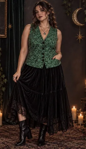 Vtg Ann Taylor Loft Tapestry Vest Sz 12 Whimsigoth Holiday Floral Jaquard Y2K thumbnail 1
