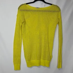 Madewell Wallace Yellow Open Knit Pullover Sweater Womens XS Sheer Florescent thumbnail 5