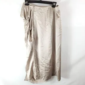 Abercrombie 74- NWT Knotted Elevated Satin Midi Skirt sz XL GOLDEN TONE thumbnail 4